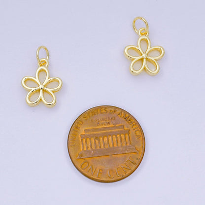 24K Gold Filled 12mm Open Petal Plumeria Bloom Flower Charm | AH677