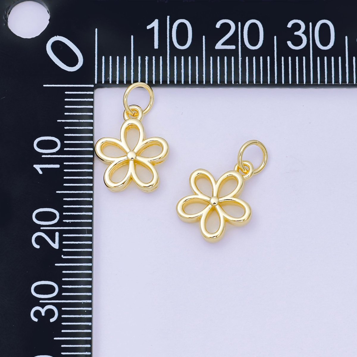 24K Gold Filled 12mm Open Petal Plumeria Bloom Flower Charm | AH677