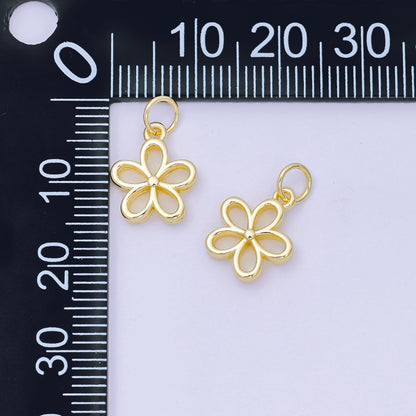 24K Gold Filled 12mm Open Petal Plumeria Bloom Flower Charm | AH677