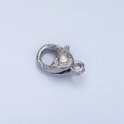 24K Gold Filled 12mm Clear CZ Hammered Lobster Claw Clasps Closure Findings in Gold &amp; Silver | Z965