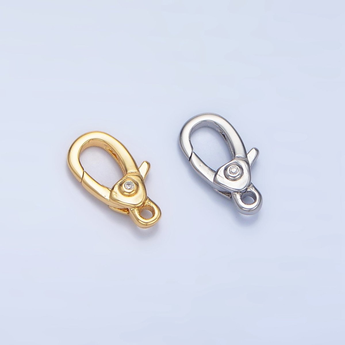 24K Gold Filled 12mm Clear CZ Lobster Claw Clasps Closure in Gold &amp; Silver | Z963