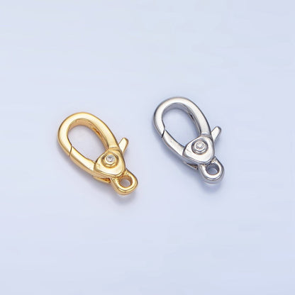 24K Gold Filled 12mm Clear CZ Lobster Claw Clasps Closure in Gold &amp; Silver | Z963