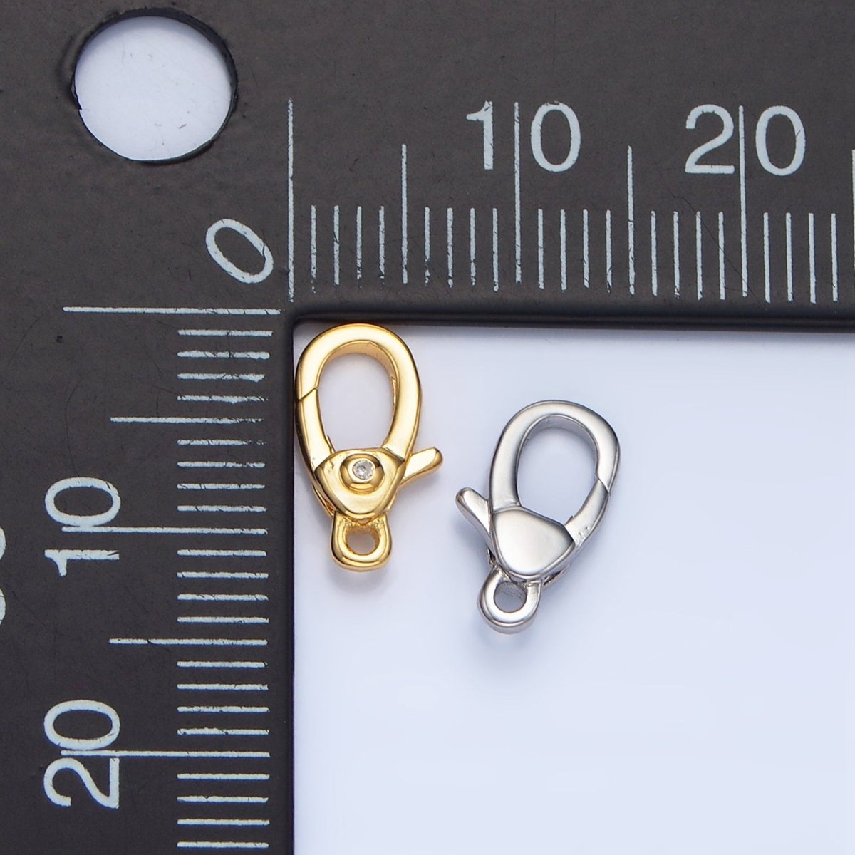 24K Gold Filled 12mm Clear CZ Lobster Claw Clasps Closure in Gold &amp; Silver | Z963