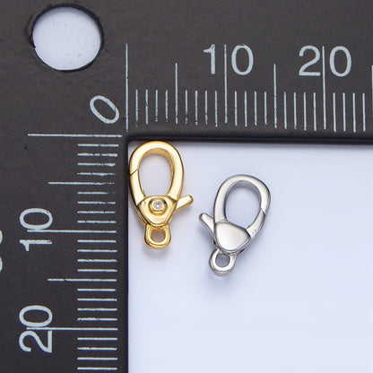 24K Gold Filled 12mm Clear CZ Lobster Claw Clasps Closure in Gold &amp; Silver | Z963