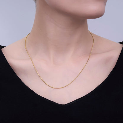 24K Gold Filled 1.2mm Cocoon Snake 17.5 Inch Chain Necklace | WA-3229