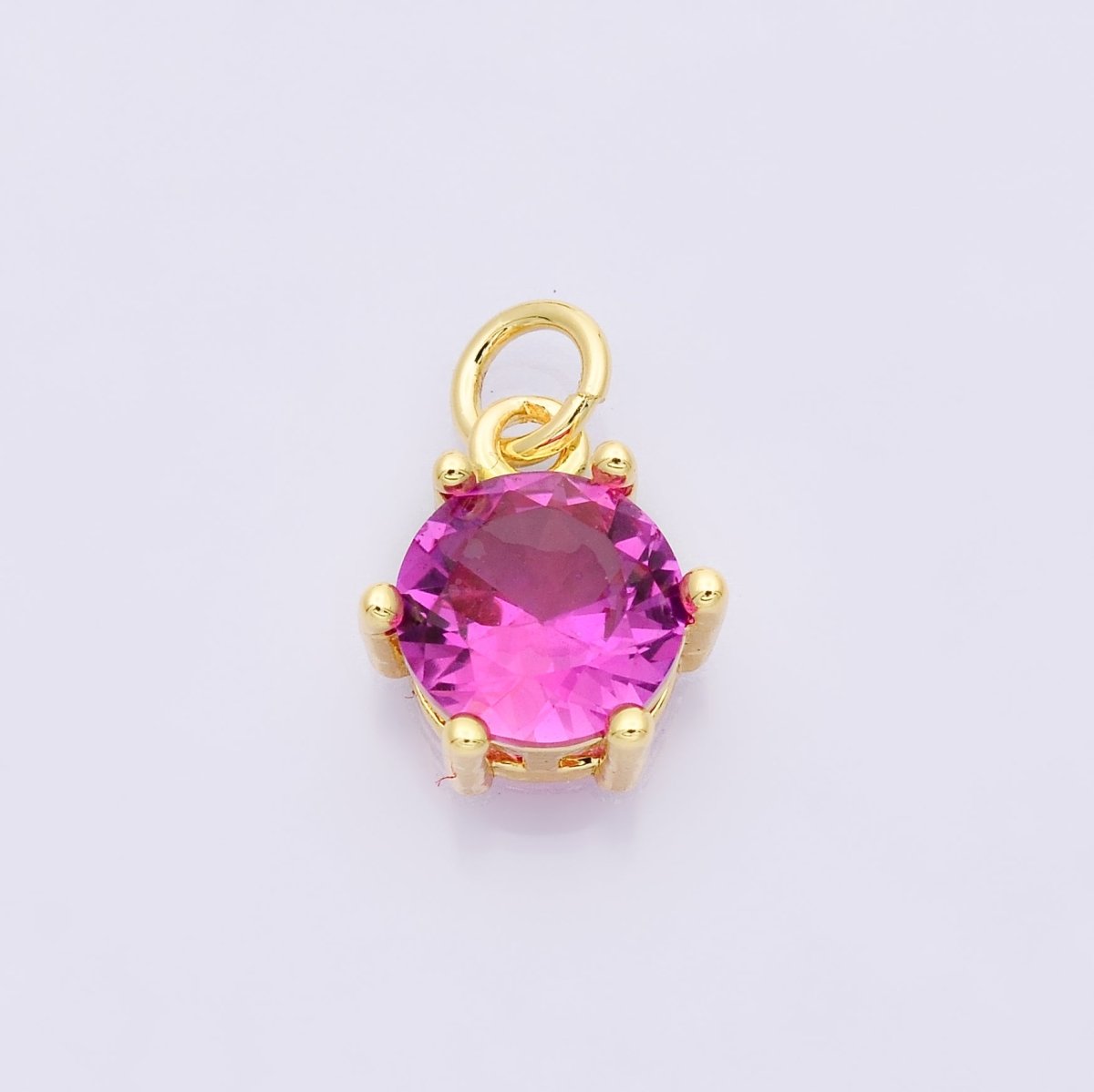24K Gold Filled 12mm CZ Round Hexagon Prongs Personalized Charm | Charms-00173 ~ Charms-00182