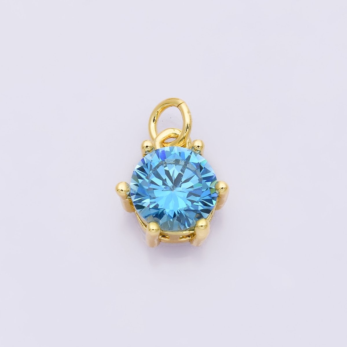 24K Gold Filled 12mm CZ Round Hexagon Prongs Personalized Charm | Charms-00173 ~ Charms-00182