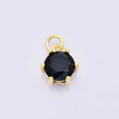 24K Gold Filled 12mm CZ Round Hexagon Prongs Personalized Charm | Charms-00173 ~ Charms-00182