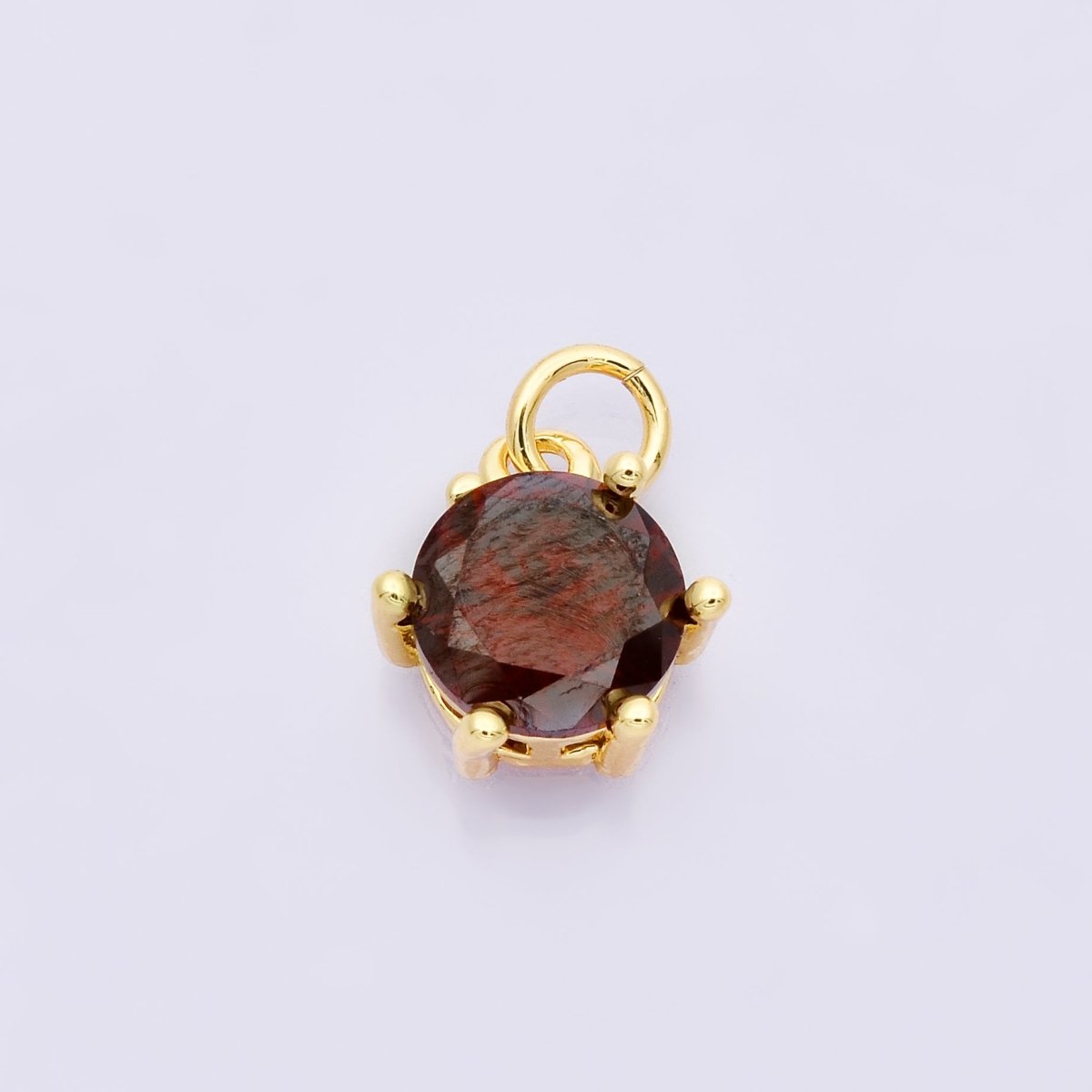 24K Gold Filled 12mm CZ Round Hexagon Prongs Personalized Charm | Charms-00173 ~ Charms-00182