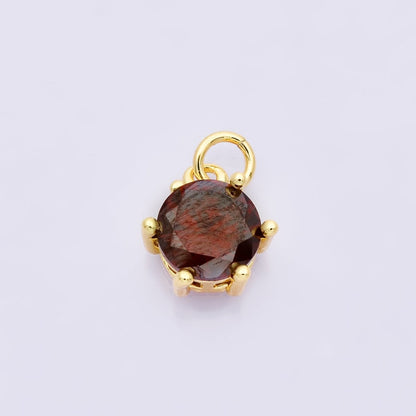 24K Gold Filled 12mm CZ Round Hexagon Prongs Personalized Charm | Charms-00173 ~ Charms-00182