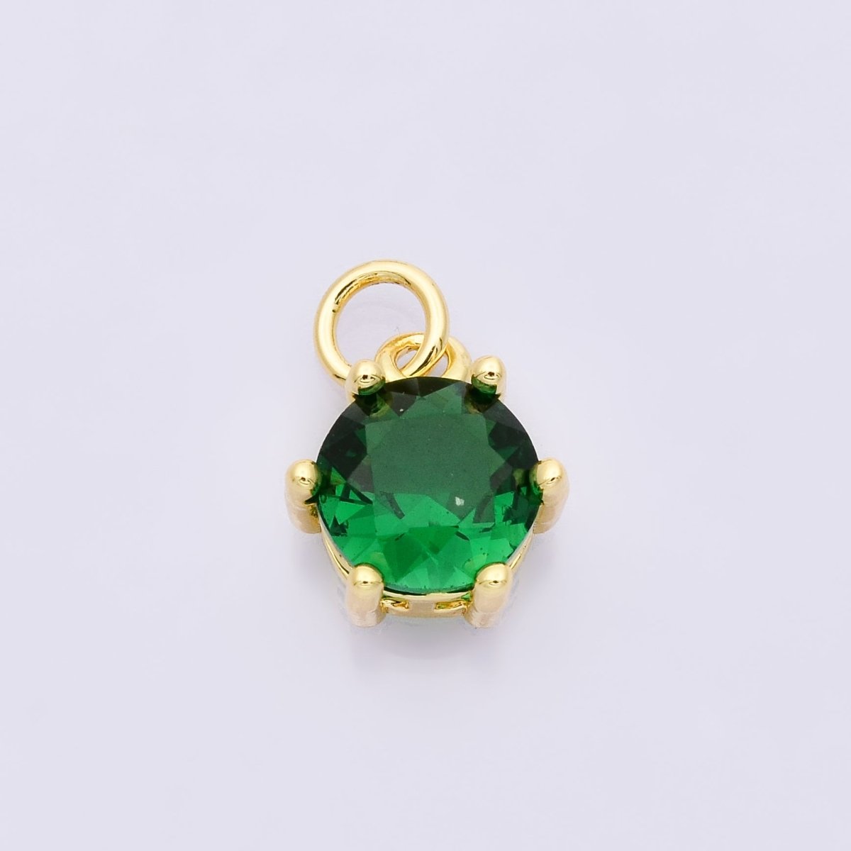 24K Gold Filled 12mm CZ Round Hexagon Prongs Personalized Charm | Charms-00173 ~ Charms-00182