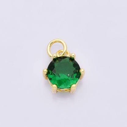 24K Gold Filled 12mm CZ Round Hexagon Prongs Personalized Charm | Charms-00173 ~ Charms-00182