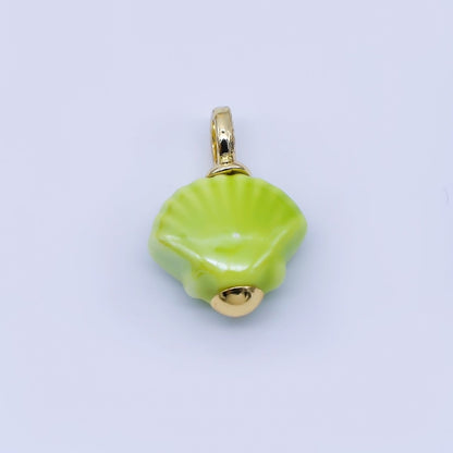 24K Gold Filled 12mm Handmade Ceramic Clam Seashell Charm | AF1577 - 1582
