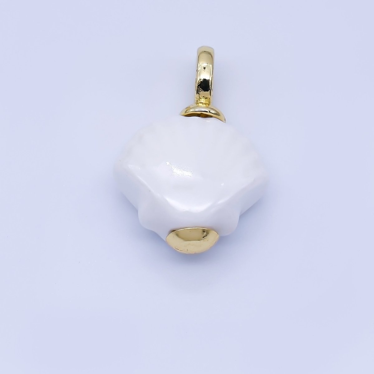 24K Gold Filled 12mm Handmade Ceramic Clam Seashell Charm | AF1577 - 1582