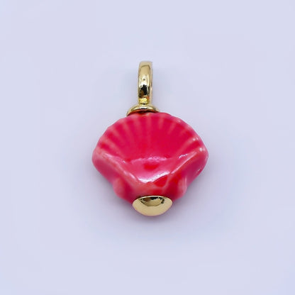 24K Gold Filled 12mm Handmade Ceramic Clam Seashell Charm | AF1577 - 1582