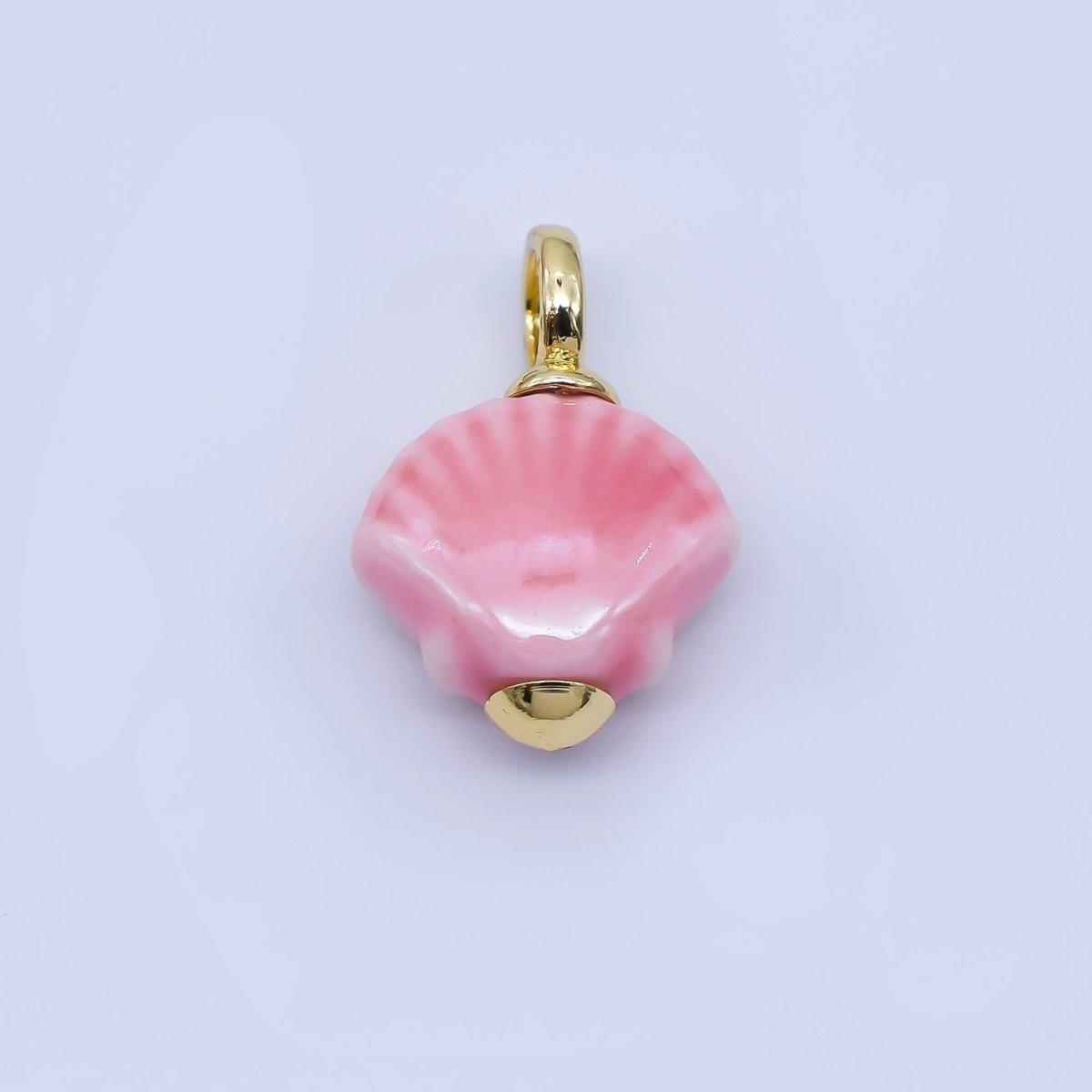 24K Gold Filled 12mm Handmade Ceramic Clam Seashell Charm | AF1577 - 1582