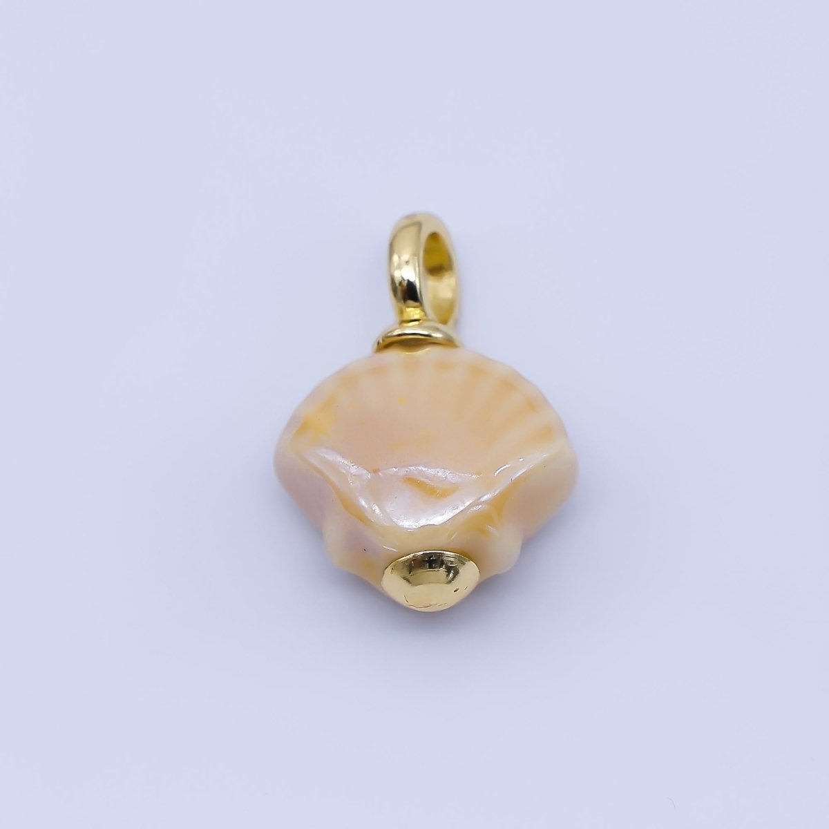 24K Gold Filled 12mm Handmade Ceramic Clam Seashell Charm | AF1577 - 1582