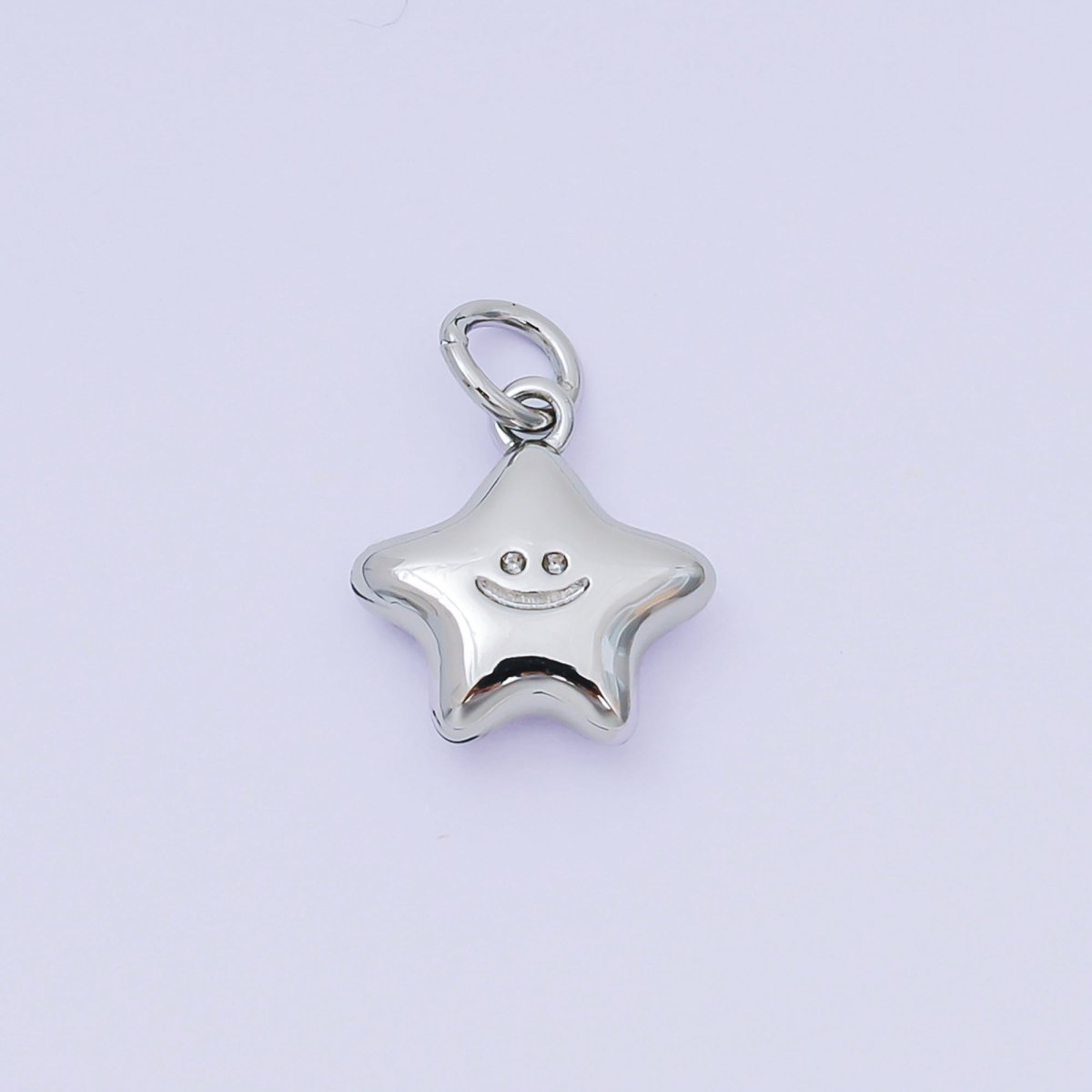 24K Gold Filled 12mm Happy Face Shiny Star Charm in Gold &amp; Silver | AH-670