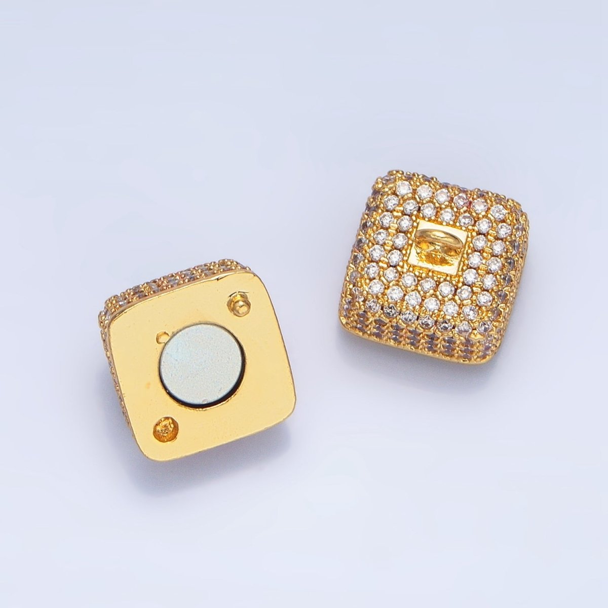 24K Gold Filled 12mm Micro Paved CZ Magnetic Closure Findings in Gold &amp; Silver | Z87