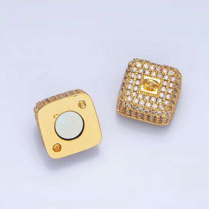 24K Gold Filled 12mm Micro Paved CZ Magnetic Closure Findings in Gold &amp; Silver | Z87