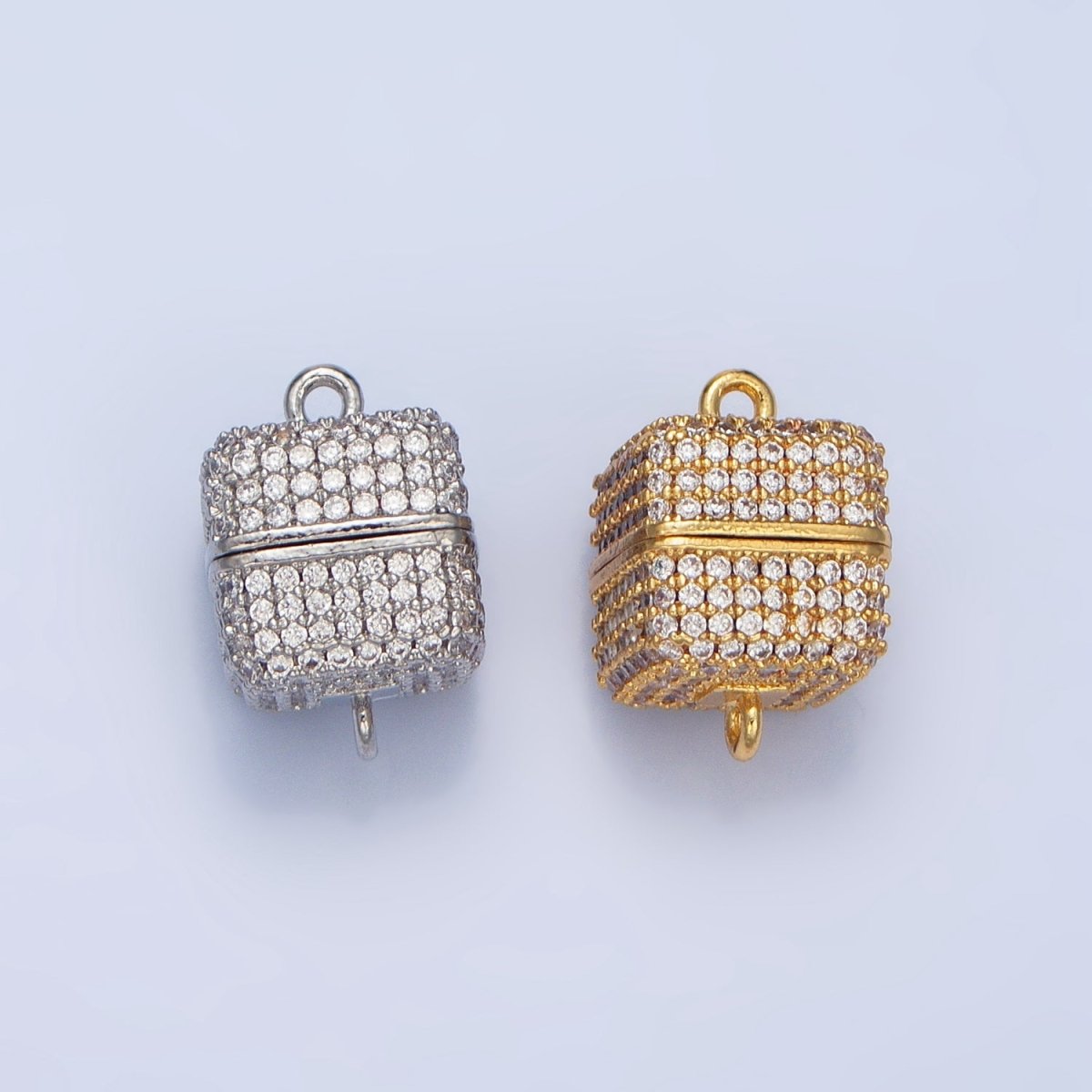 24K Gold Filled 12mm Micro Paved CZ Magnetic Closure Findings in Gold &amp; Silver | Z87