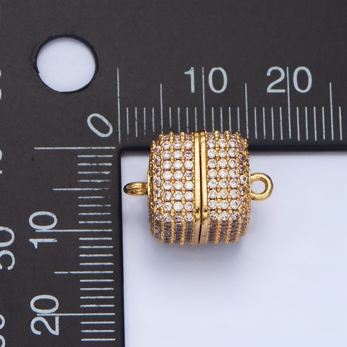 24K Gold Filled 12mm Micro Paved CZ Magnetic Closure Findings in Gold &amp; Silver | Z87