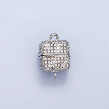 24K Gold Filled 12mm Micro Paved CZ Magnetic Closure Findings in Gold &amp; Silver | Z87