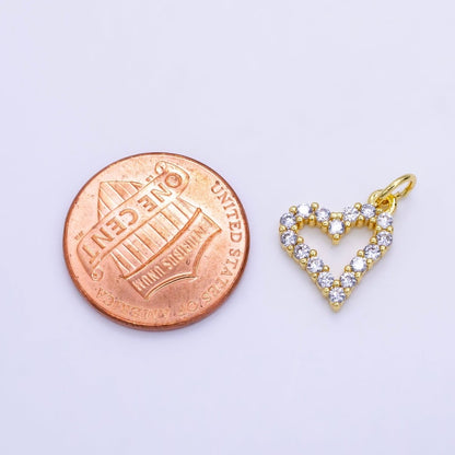 24K Gold Filled 12mm Micro Paved CZ Open Heart Charm | D163