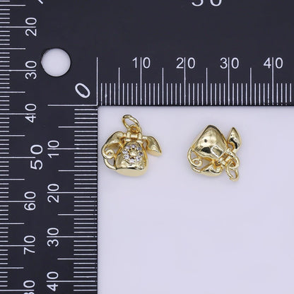 24K Gold Filled 12mm Micro Paved CZ Ringing Telephone Charm | AJ313