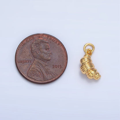 24K Gold Filled 12mm Mini Minimalist Croissant 3D Charm | D419