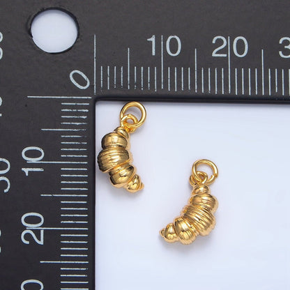 24K Gold Filled 12mm Mini Minimalist Croissant 3D Charm | D419