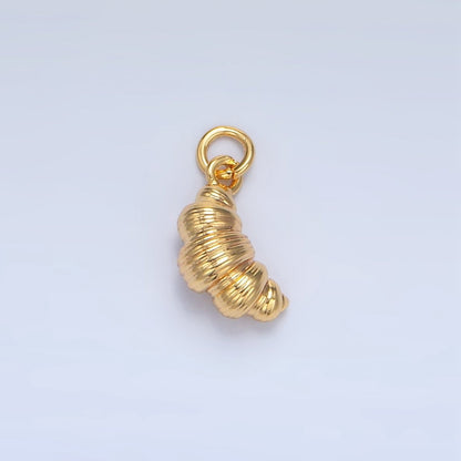 24K Gold Filled 12mm Mini Minimalist Croissant 3D Charm | D419