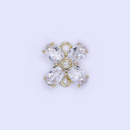 24K Gold Filled 12mm Oval CZ Mini X Flower Link Connector | Y054
