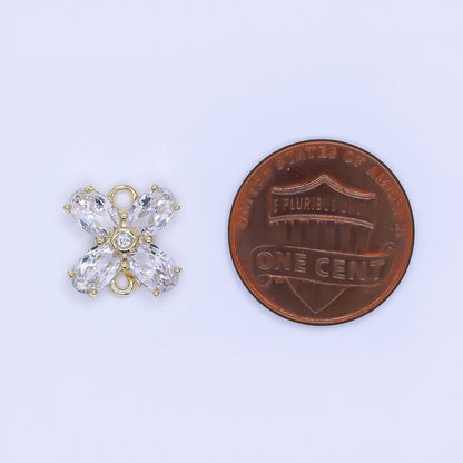 24K Gold Filled 12mm Oval CZ Mini X Flower Link Connector | Y054