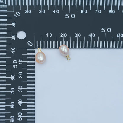 24K Gold Filled 12mm Pink Shell Pearl Oval Charm | P1652