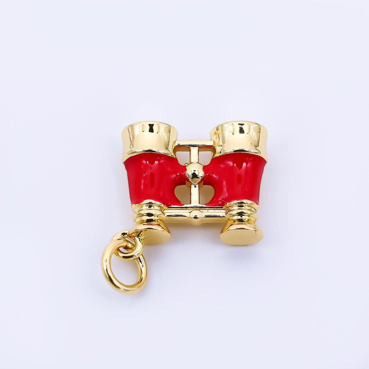 24K Gold Filled Red Enamel Spy Binocular Telescope 3D Multidimensional Charm | N1325