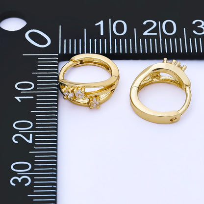 24K Gold Filled 13.5mm Round CZ Cluster Huggie Earrings | AB1622