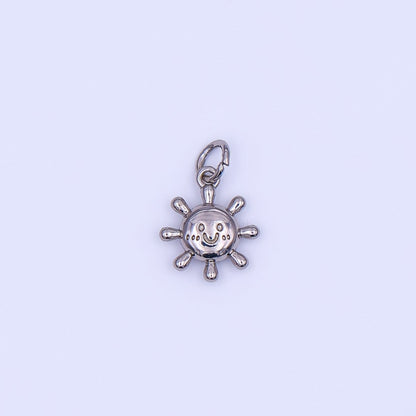 24K Gold Filled 13.5mm Smiley Sun Happy Morning Sunrise Charm in Gold &amp; Silver | AF499
