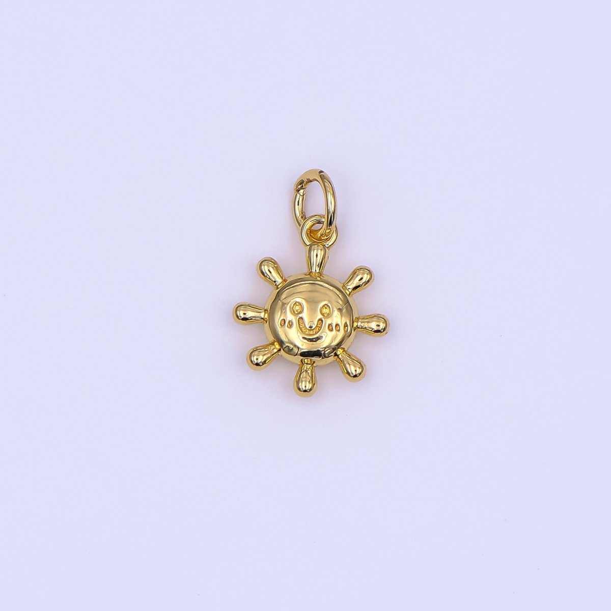 24K Gold Filled 13.5mm Smiley Sun Happy Morning Sunrise Charm in Gold &amp; Silver | AF499
