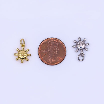 24K Gold Filled 13.5mm Smiley Sun Happy Morning Sunrise Charm in Gold &amp; Silver | AF499