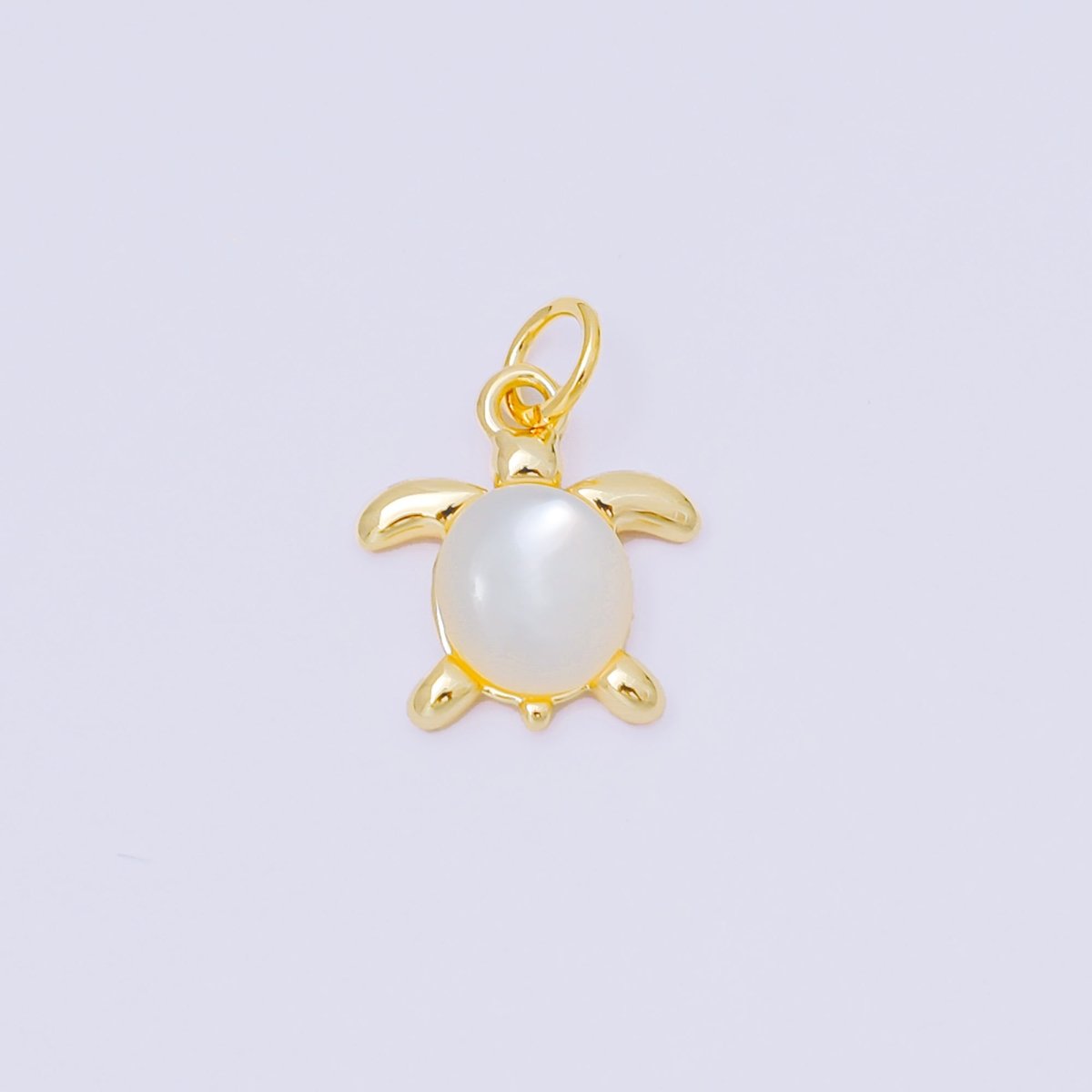 24K Gold Filled 13.5mm Under the Sea Turtle Shell Pearl Dainty Charm | M890