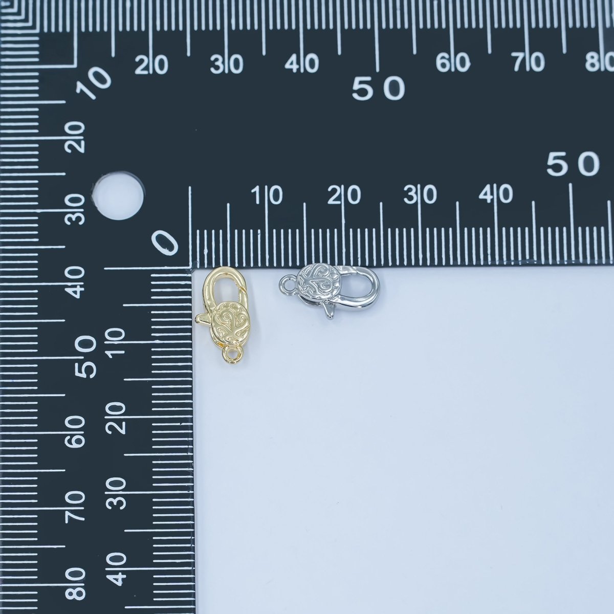 24K Gold Filled 13mm Artisan Engraved Lobster Claw Clasp Closure Finding in Gold &amp; Silver | Z1139