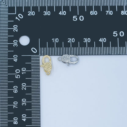 24K Gold Filled 13mm Artisan Engraved Lobster Claw Clasp Closure Finding in Gold &amp; Silver | Z1139