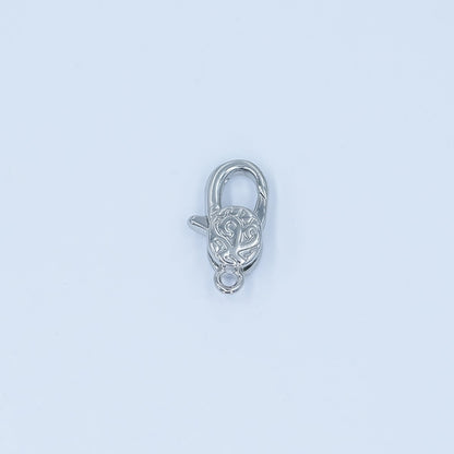 24K Gold Filled 13mm Artisan Engraved Lobster Claw Clasp Closure Finding in Gold &amp; Silver | Z1139
