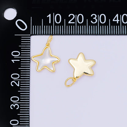 24K Gold Filled 13mm Shell Pearl Celestial Star Mini Charm | M829