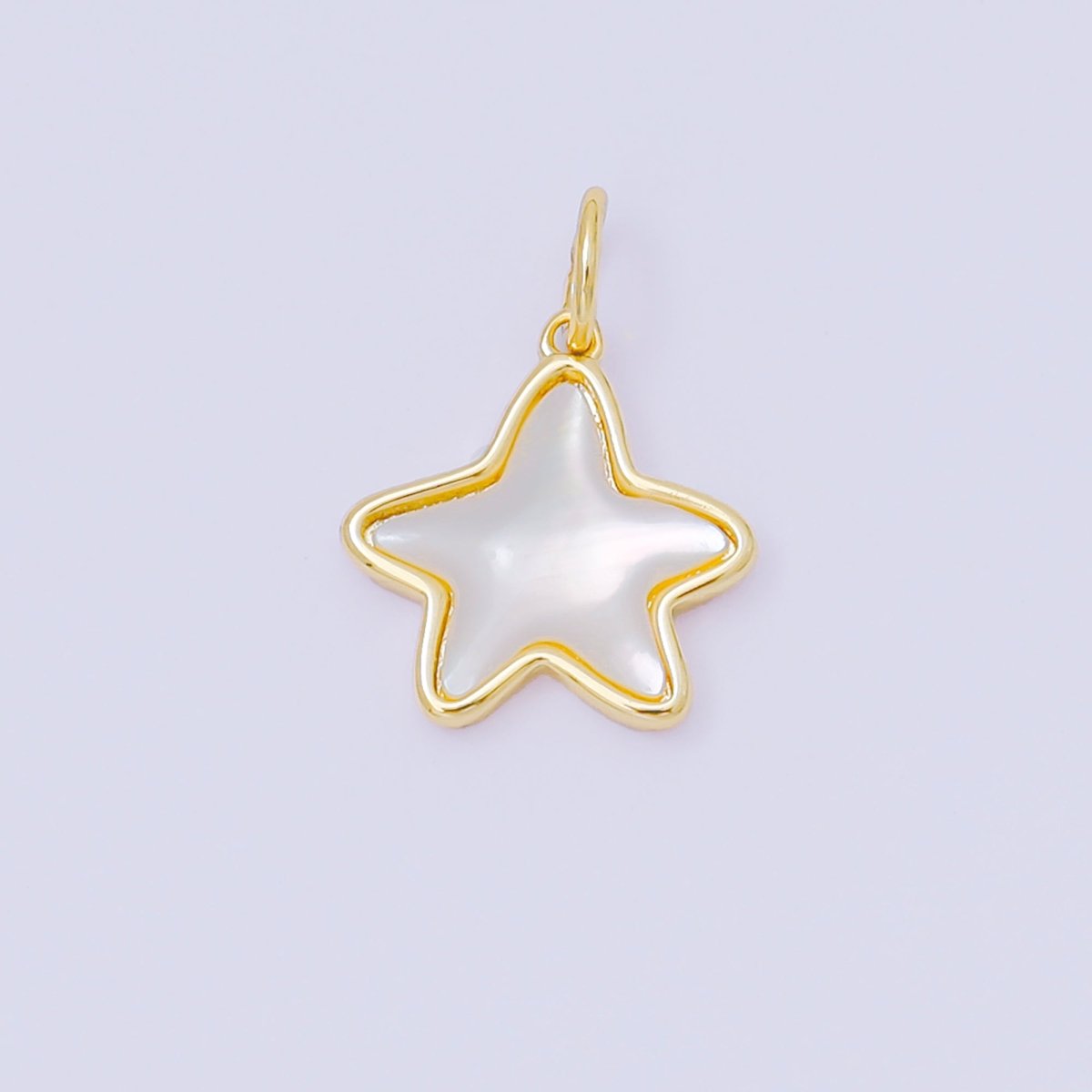24K Gold Filled 13mm Shell Pearl Celestial Star Mini Charm | M829