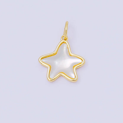24K Gold Filled 13mm Shell Pearl Celestial Star Mini Charm | M829