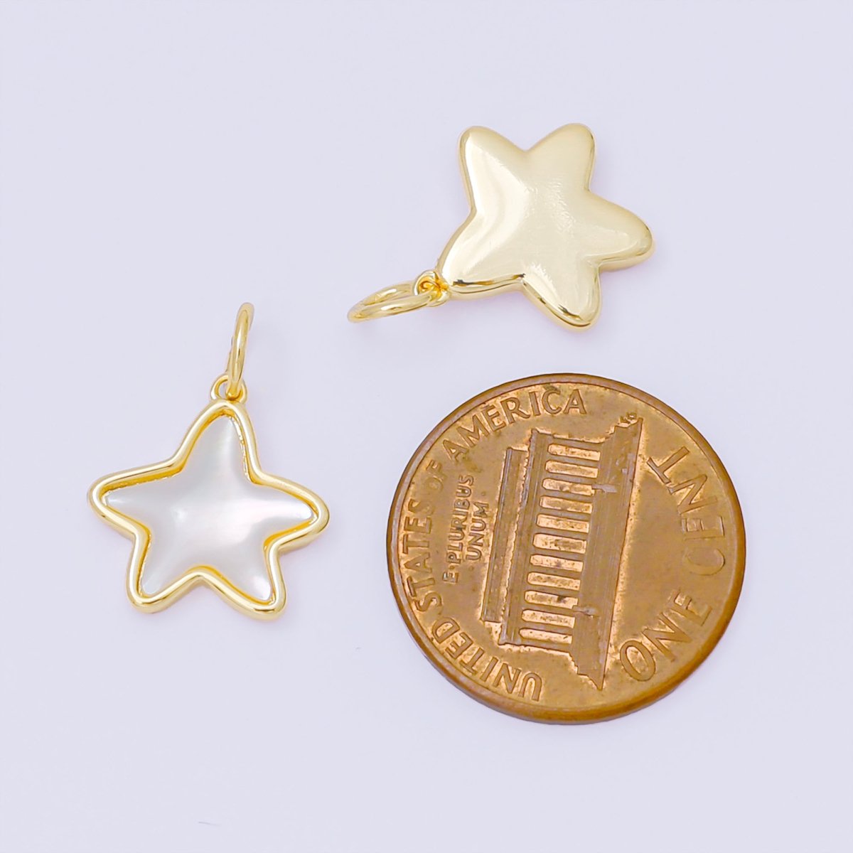 24K Gold Filled 13mm Shell Pearl Celestial Star Mini Charm | M829