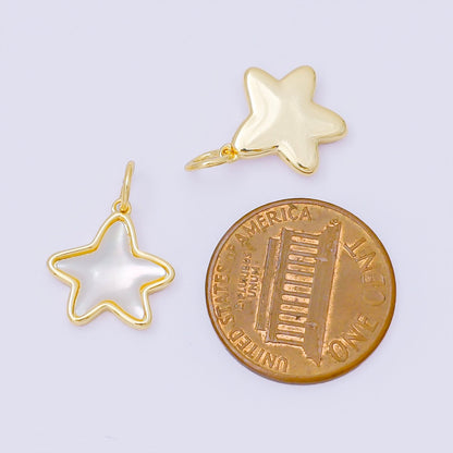 24K Gold Filled 13mm Shell Pearl Celestial Star Mini Charm | M829
