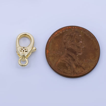 24K Gold Filled 13mm Christian Cross Lobster Clasp Charm Finding | Z1323